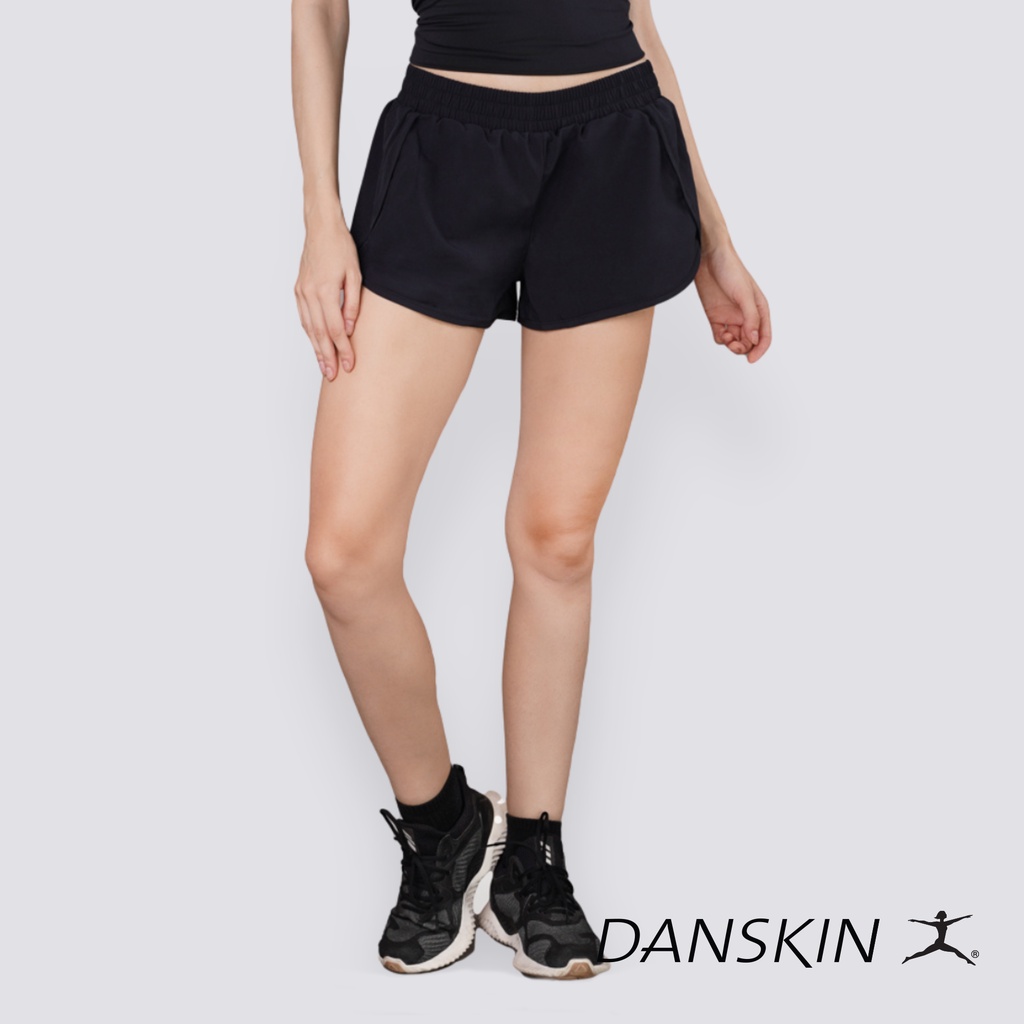 DANSKIN NOW WOMENS BLACK AND PINK ATHLETIC WORKOUT SHORTS PLUS