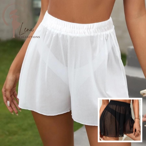 White mesh cover up on sale shorts