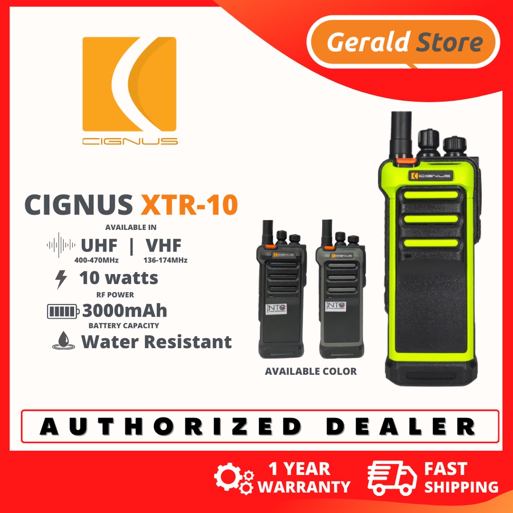 FREE CIGNUS T SHIRT Cignus XTR 10 VHF Military Grade Weather Proof Two way Radio XTR10