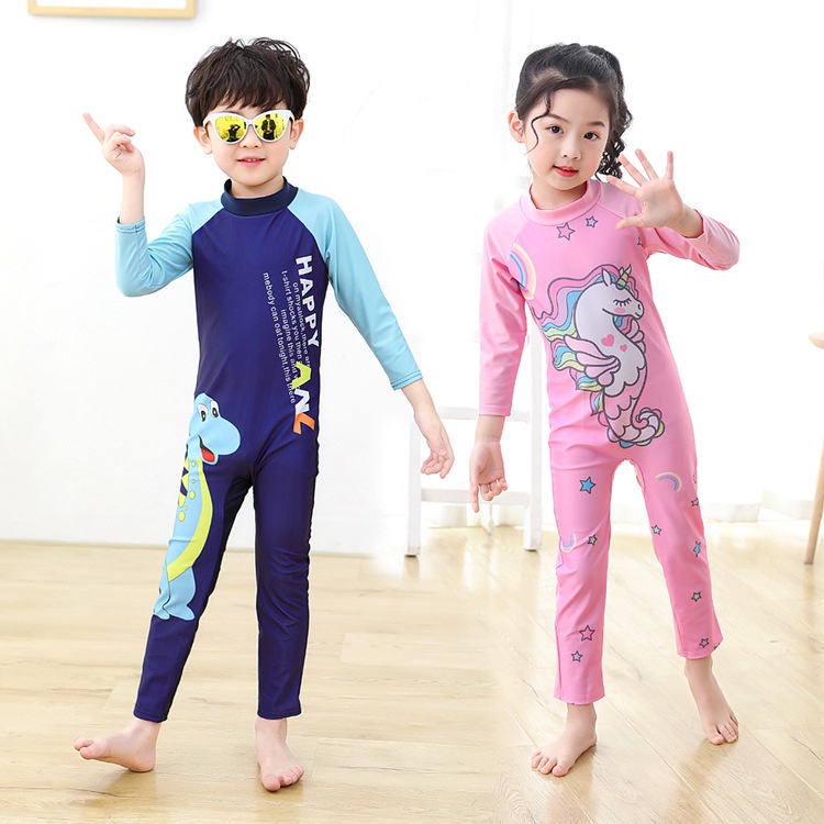 New Children's One Piece Dri-fit Longsleeve Rashguard Swimwear for