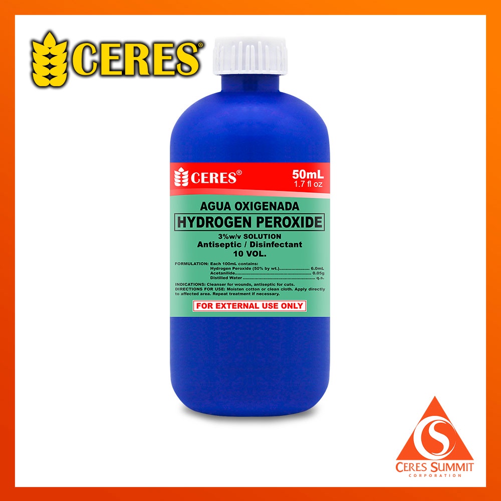 Ceres Agua Oxigenada 3 Solution 10 Volume Hydrogen Peroxide 50 mL and 120 mL