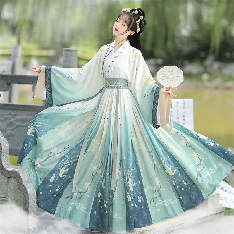 Weijin Dynasty Hanfu Cross Collar Tops Skirt Chinese Style Couples Sets  Stage