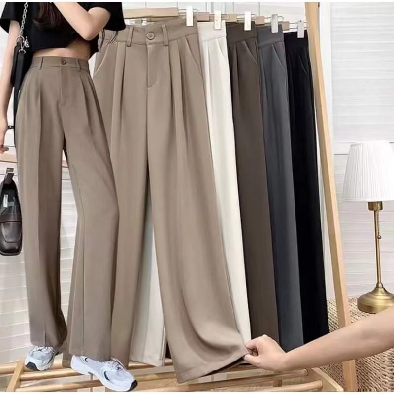 new trendy high waist trousers pants vertical leg women casual