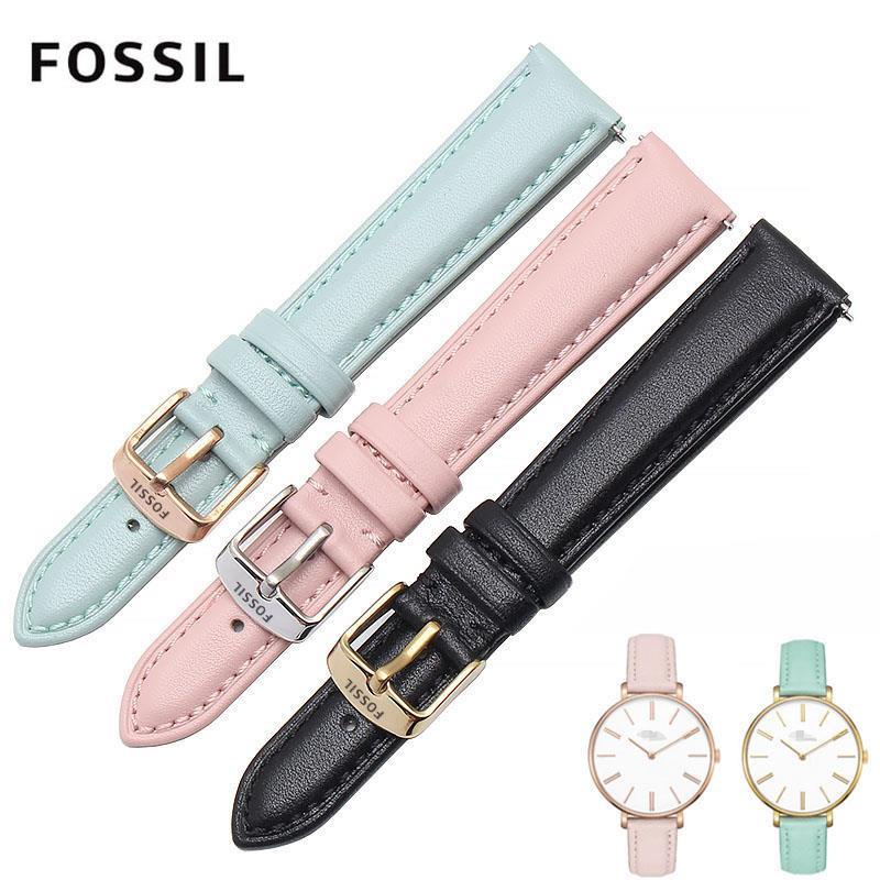 Fossil Watch Strap Genuine Leather Original Men Women Cowhide Watch Chain Rose Gold Buckle Silver Buckle