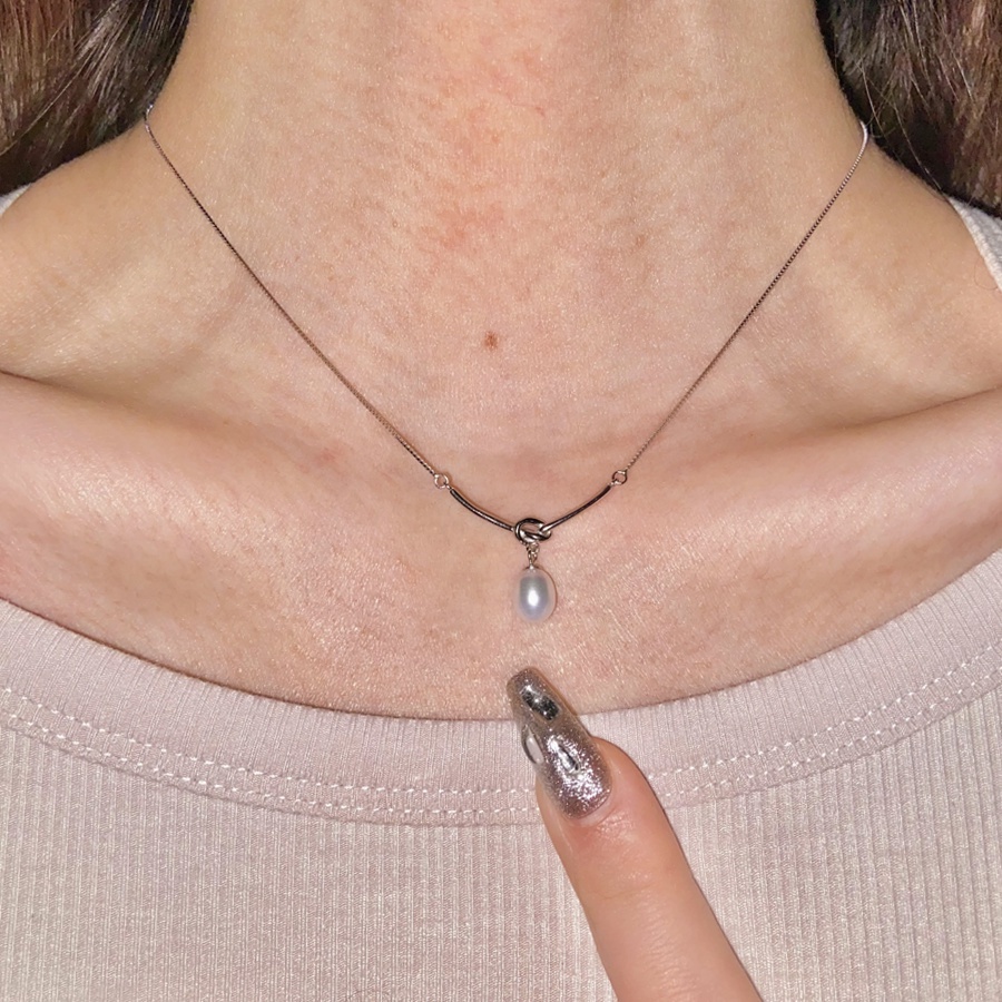 s925 sterling silver transparent fishing line necklace Korean simple  diamond-encrusted mermaid tears clavicle chain female