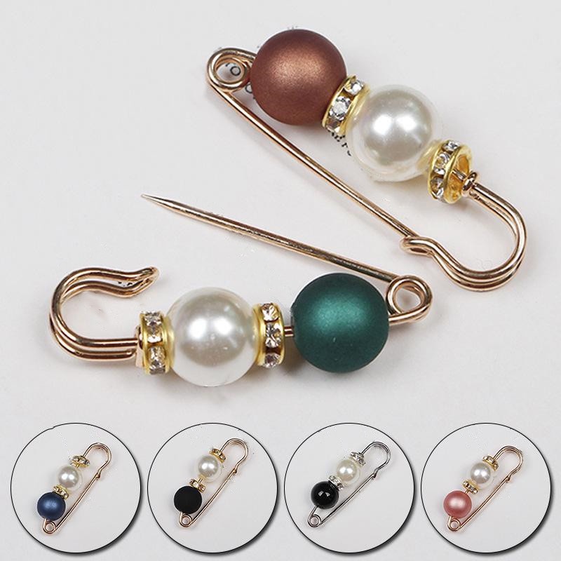 2pcs Women's Pearl & Bowknot Design Brooches With Pins For Clothes, Prevent  The Skirt From Exposing, Clothing Accessory