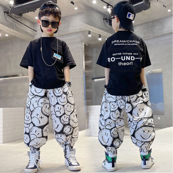 baby boy clothes set Hip-hop costume kids 3-13 years tshirt+pants cool boy  2pc/set Handsome letter print