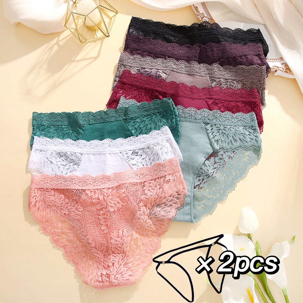 1pcs Bikini Briefs Lace Panties Women's Lingerie Sexy Female Underpants  Floral Lace Perspective Waist Band Briefs Panty Lingerie