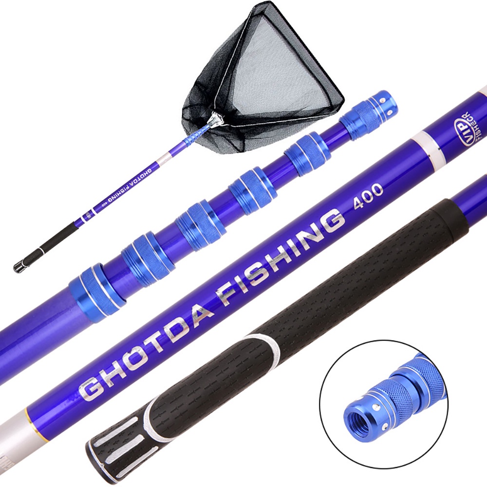 Extendable Aluminium Alloy Fishing Net Foldable Head Collapsible Telescopic  Pole Handle Brail 