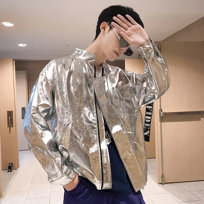 Shiny silver jacket on sale mens