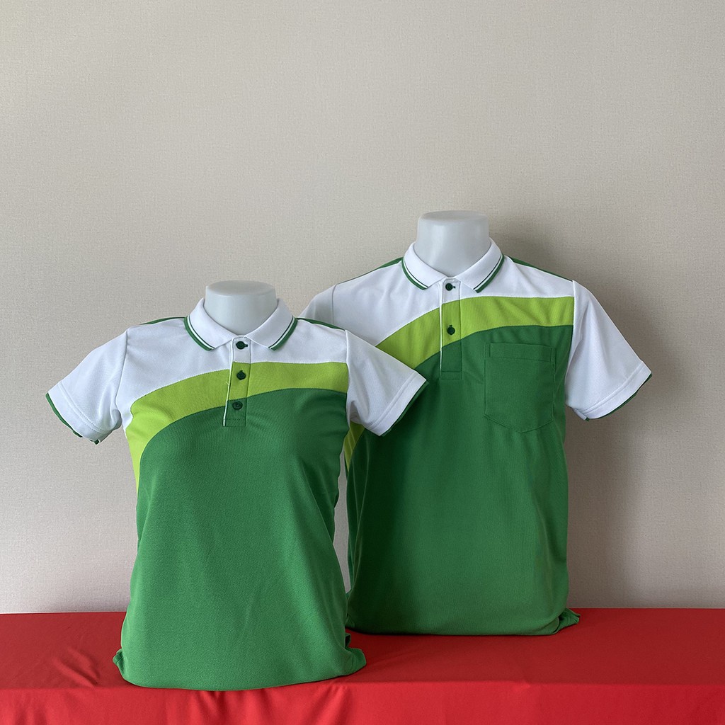 Green and white outlet polo shirt