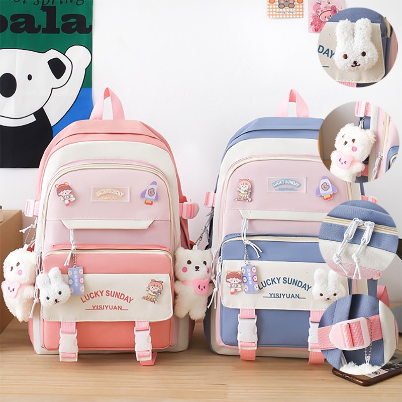 5pcs Set Children s School Backpack Kawaii Women s Bagpack Bookbag