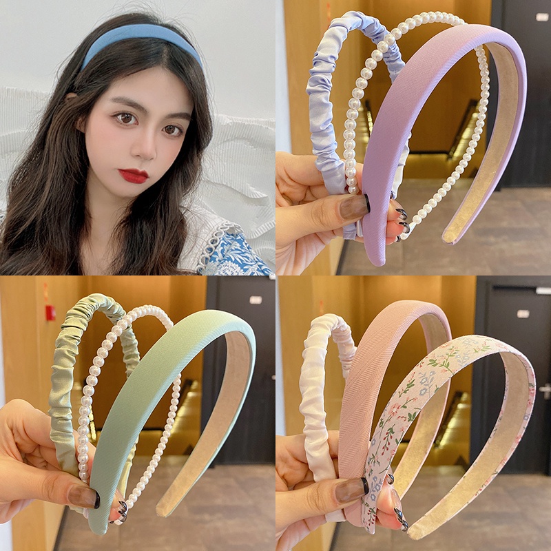 Hair Bands for Women Korean Style Wide-brimmed Sponge White