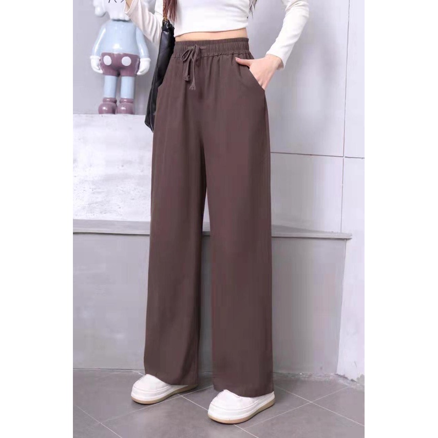 Ginza6 Women Korean wide leg casual high waist pants slimming