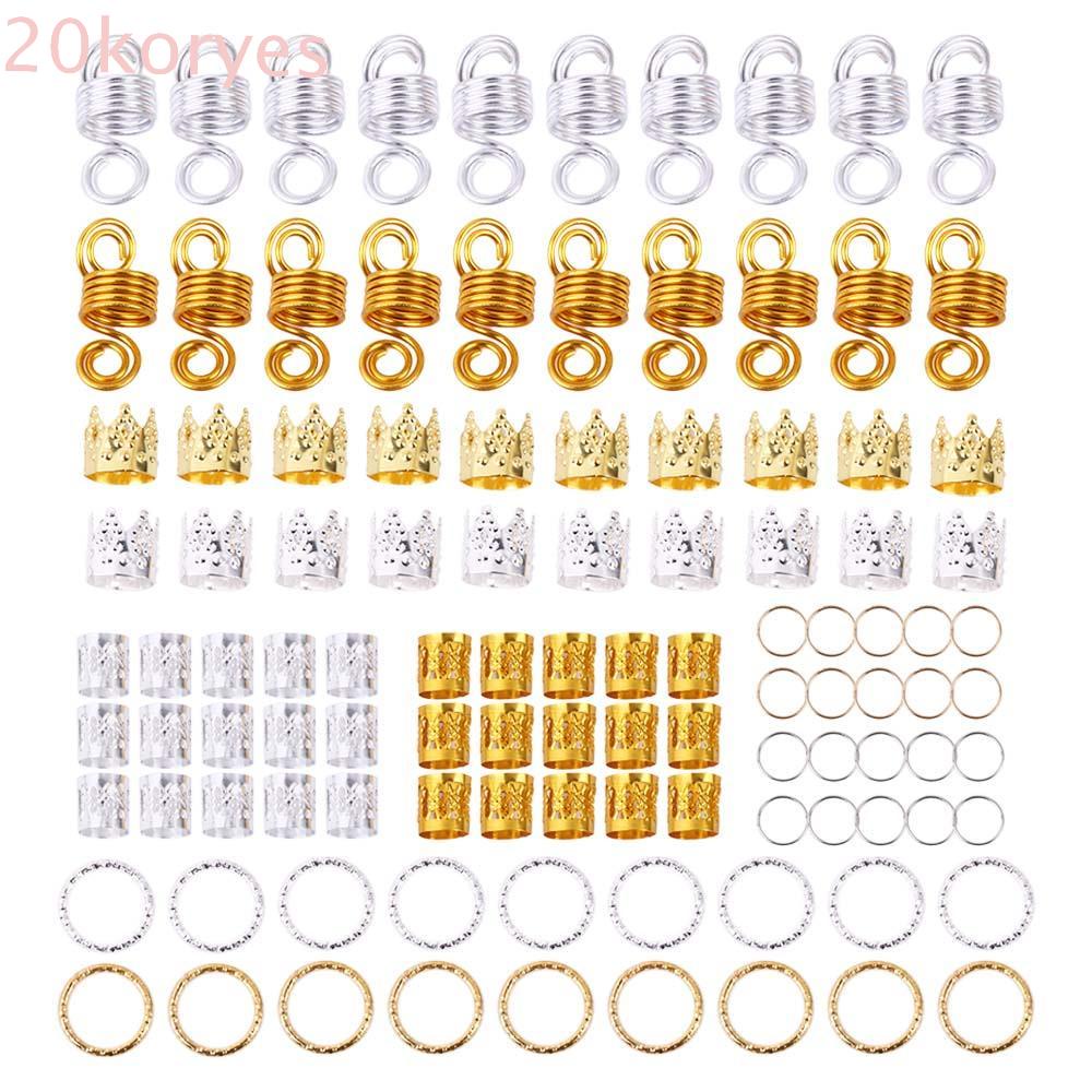 160 Pcs Gold/Silver Plated Adjustable Hair Braids Dreadlock Beads Cuffs  Clip for Styling Tools Braiding Clips Women Men Accessories