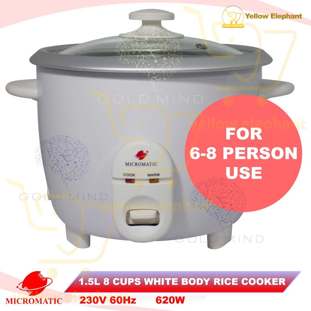 Micromatic Rice Cooker 6-8 Person 620W - Yellow Elephant Everyday Low Price
