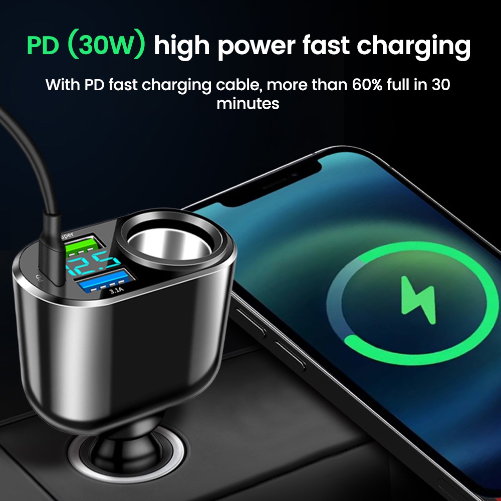 Car Charger MP3 Player Bluetooth-compatible FM Adapter 3 Charging Cable 66W  Universal 5V 3.1A USB Type-C Fast Charge Vehicle - AliExpress