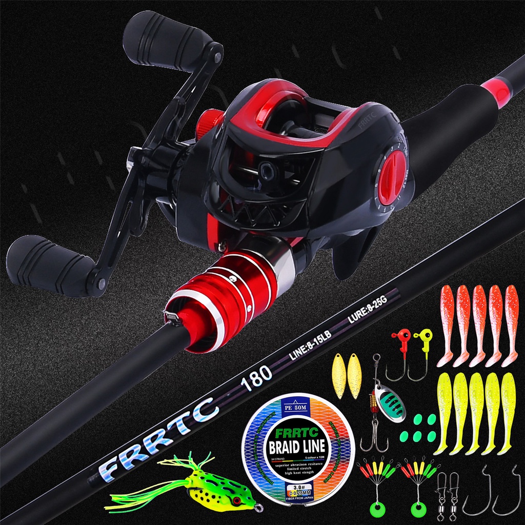 FRRTC Fishing Rod Reel With Baitcasting Fishing Reel Lure Set Fishing  Combos For Freshwater Fishing