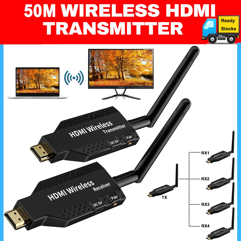 50m Wireless HDMI Extender - Audio Video Extender - Audio Video