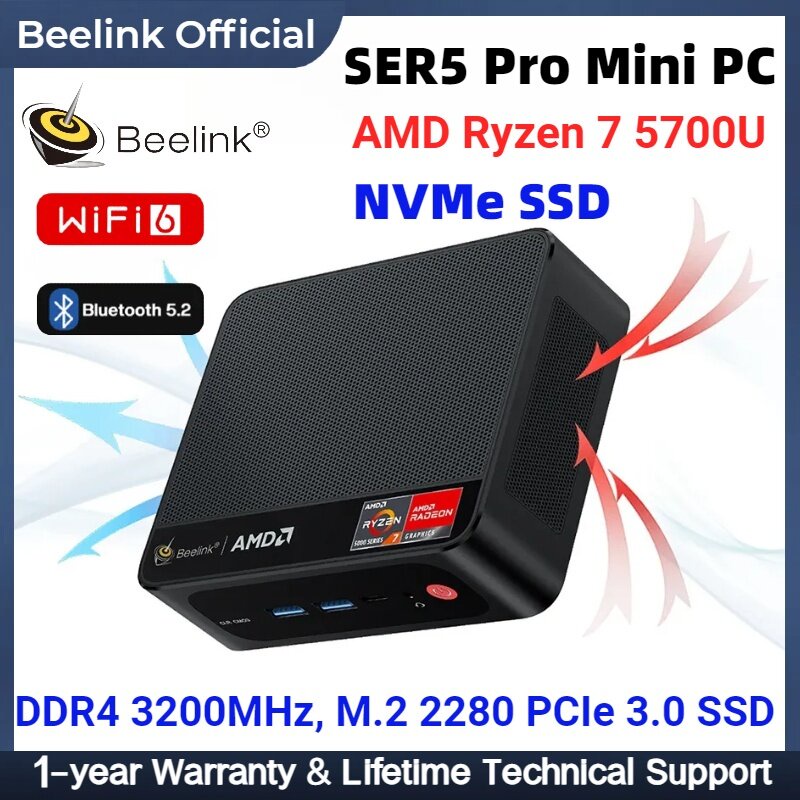 MAX TDP 54W Beelink SER5 MAX Mini PC, AMD Ryzen 7 5800H(7nm, 8C/16T) up to  4.4GHz