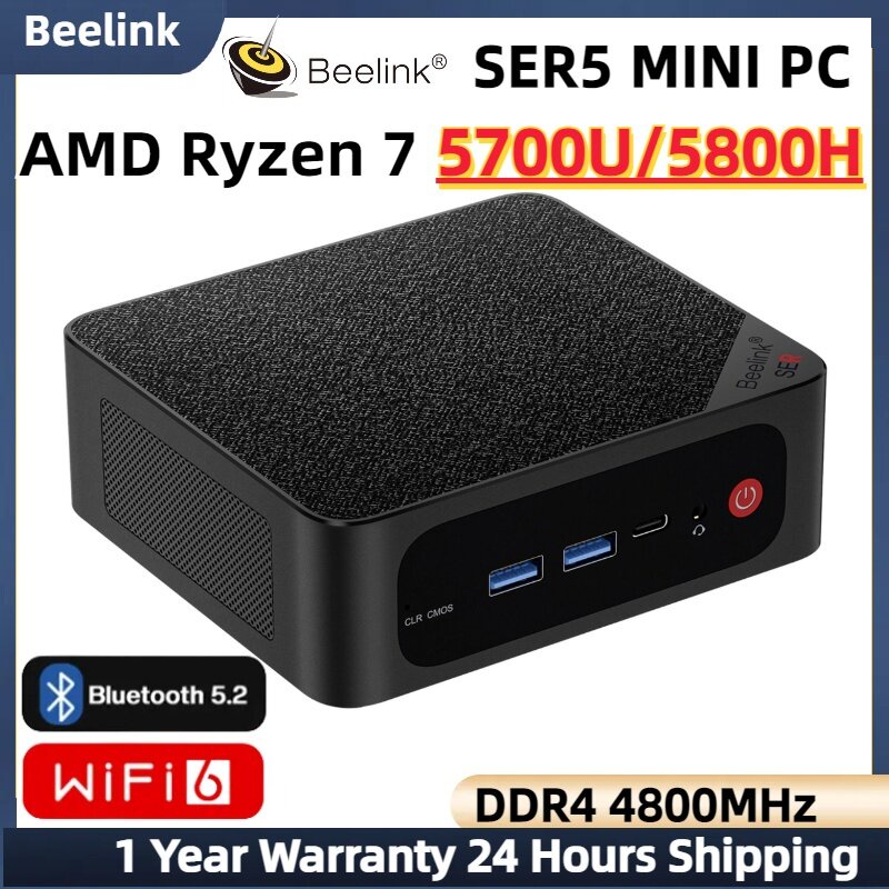 Beelink Mini PC AMD Ryzen 7 5700U Up to 4.3GHz 8C/16T, SER5 16GB RAM