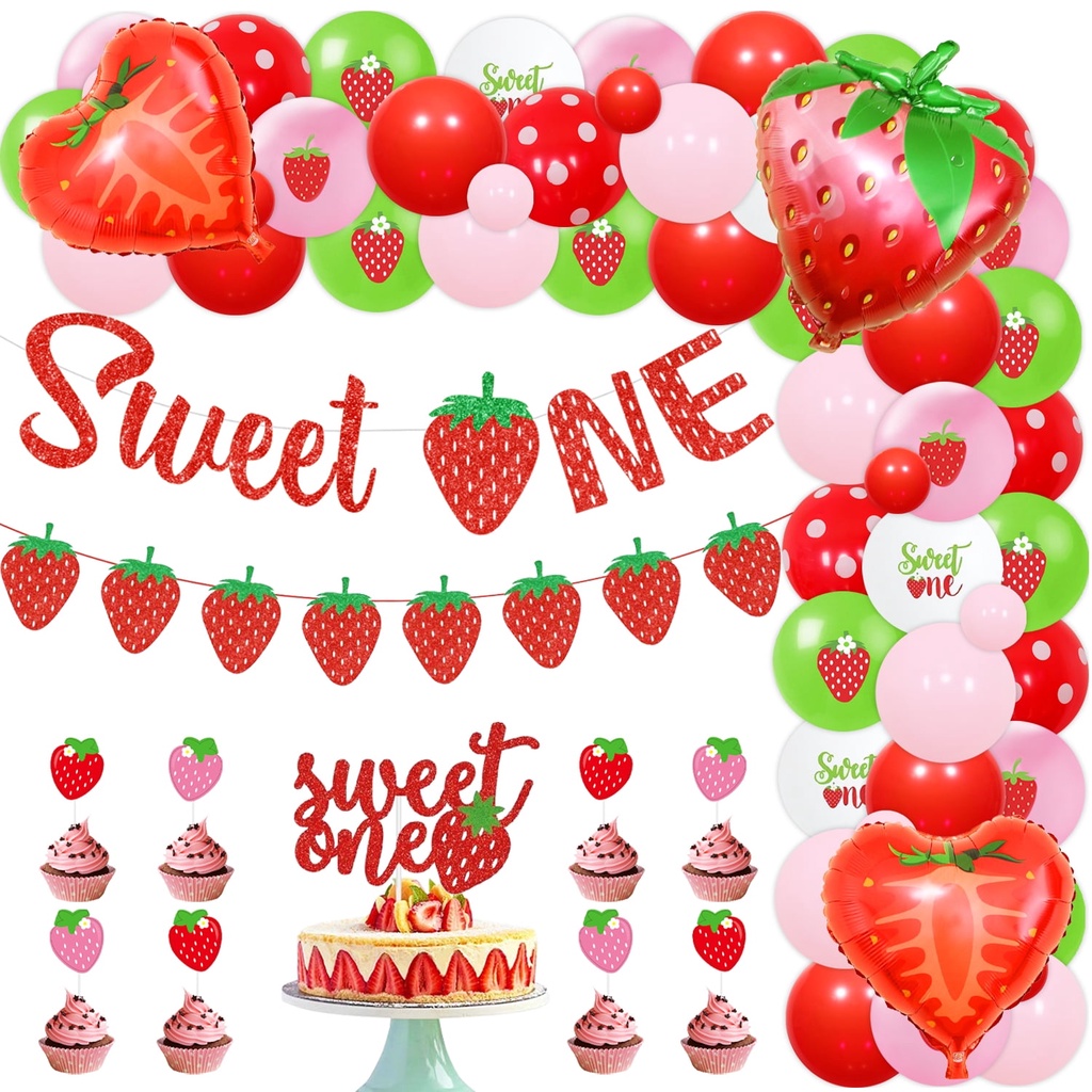 Cheereveal Strawberry Baby Shower Decorations, A Berry Sweet Baby Is On The  Way Decorations Backdrop Banner Strawberry Balloons Tablecloth, Fruit  Themed Party Supplies