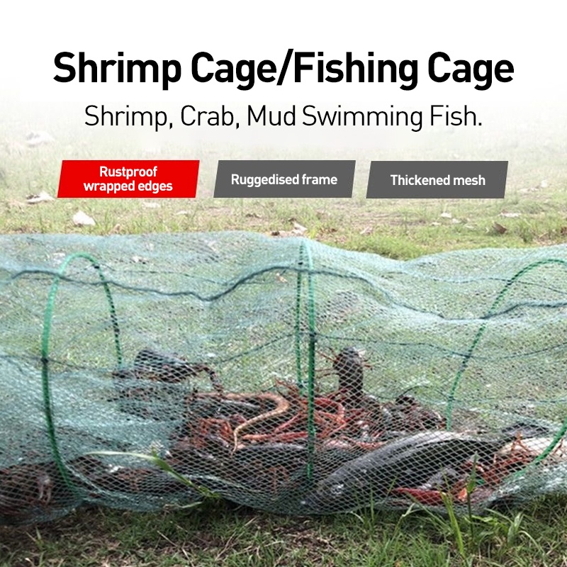 Portable Folded Long Nylon Fishing Net 3.8M Crab Fish Net Hand Casting Cage  Crab Net Mesh Trap