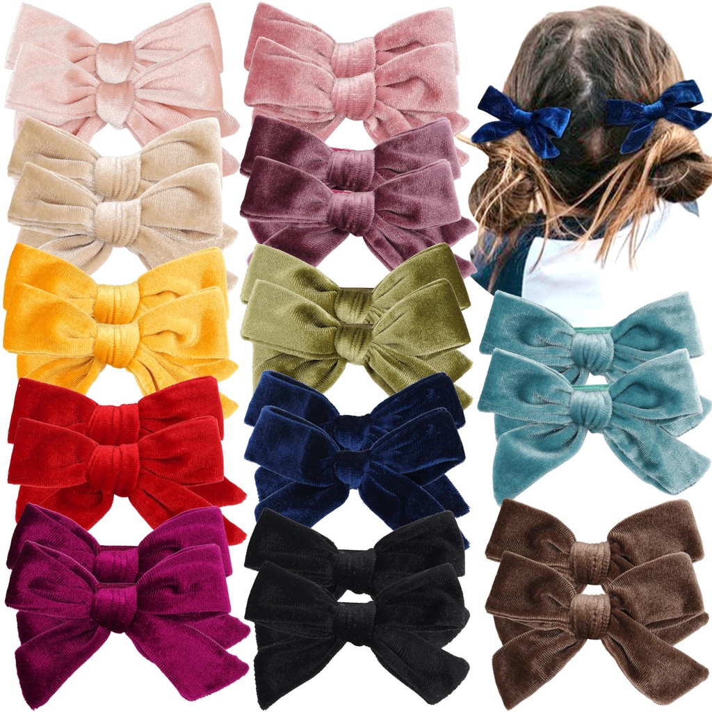 Velvet Fable Bow Hair Clips Baby Girls Women Large Sailor Head Bows  Accessories Hair Grips for