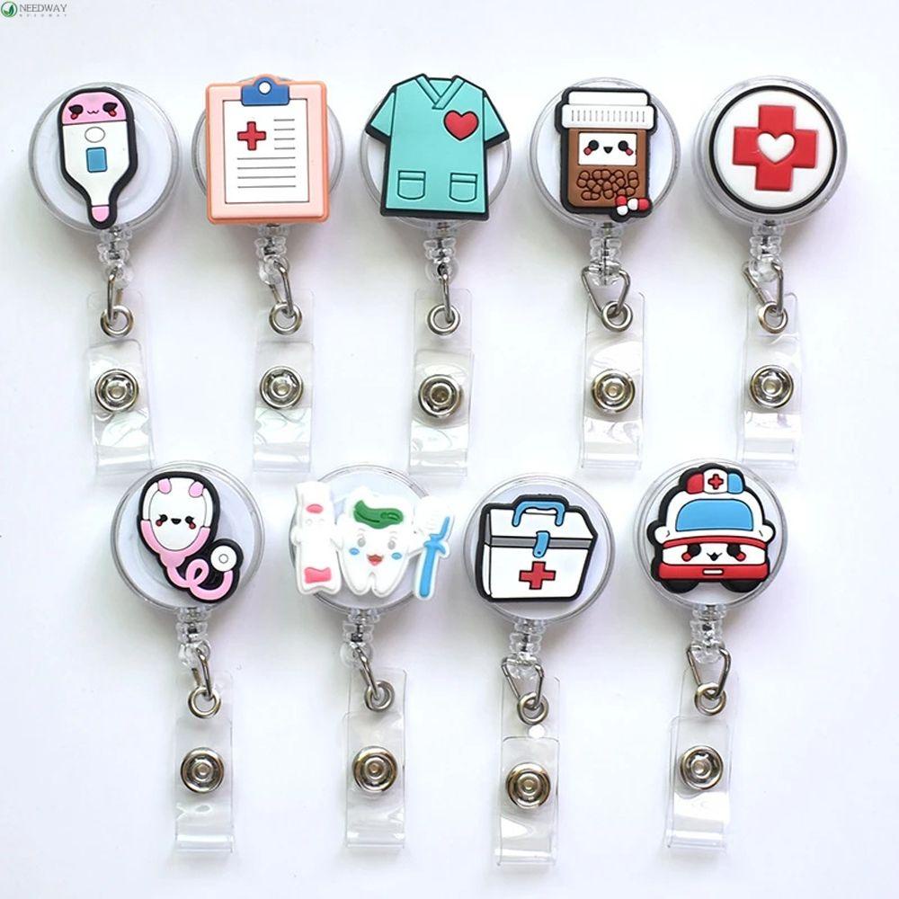 Medical RN Doctor Nurse Rhinestone Retractable Badge Reel/ID Badge  Holder/Brooch/Pendant/Id Badge Holder (Pink Ribbon Heart)