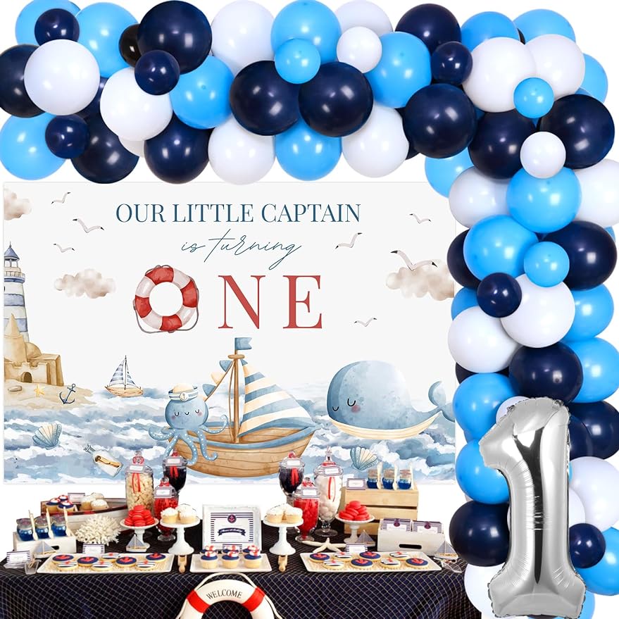 Fishing 1st Birthday Decorations, Our Little Man Is The Big One Backdrop  Gone Fishing Balloon Garland Arch Kit Retro for Boys O Fishally One First