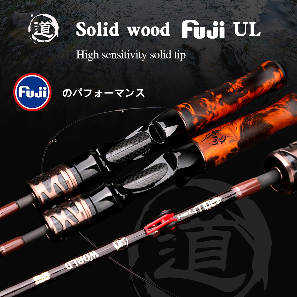 Ultra Light Lure Rod Ul Power 2-6g Lure Weight 3-7lb Carbon Fiber Wooden  Handle Spinning Fishing Rod Fishing Tackle (Color : A, Size : 1.68M)